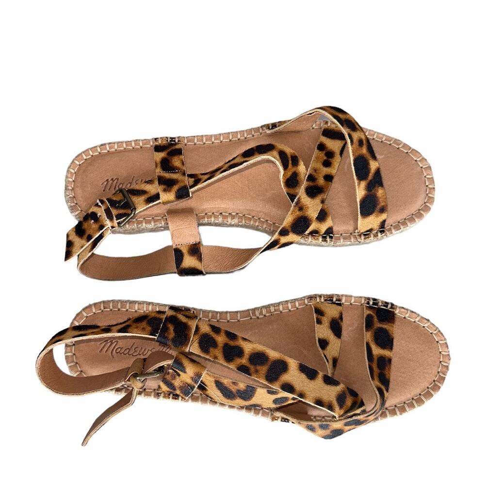 NWOB Madewell The Malia Espadrille Platform Calf Hair Leather Sandals Size 10 - Picture 7 of 11